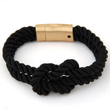 Magnetic Clasp Bow Charm Leather Bracelet