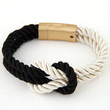 Magnetic Clasp Bow Charm Leather Bracelet