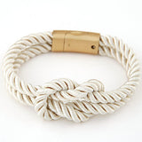 Magnetic Clasp Bow Charm Leather Bracelet