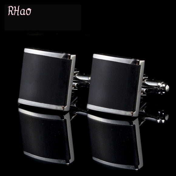 French cufflinks Enamel Square black