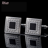 French cufflinks Enamel Square black