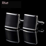 French cufflinks Enamel Square black