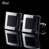 French cufflinks Enamel Square black