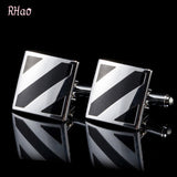 French cufflinks Enamel Square black