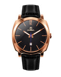 Rose Gold Quartz Men Watch Leather Strap