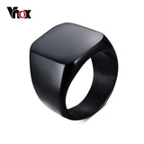 Vnox Smooth Men's Black Rock Ring