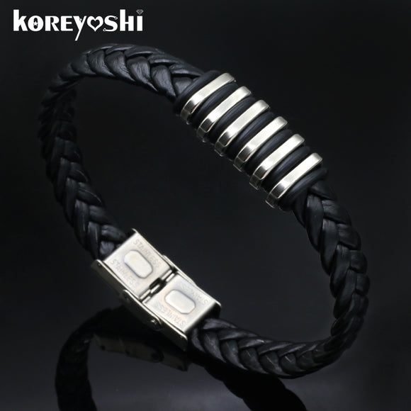 Black Genuine Leather Bracelet